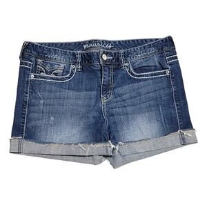 Maurices Juniors Embroidered Cuffed Mid-Rise Denim Shorts Size 11/12 EUC